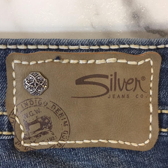 Silver Suki Mid Pencil Skinny Jeans Womens 30/31 Dark Wash Distressed Denim - Picture 7 of 13